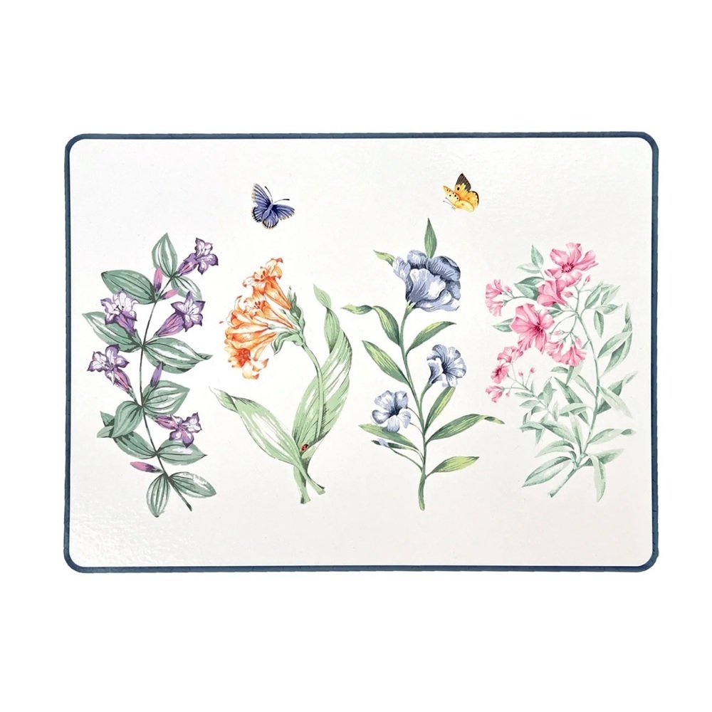 Lenox Pink Purple Butterfly Meadow Floral Cork Placemats - Set of 4 New